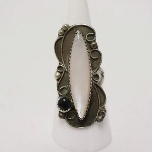Navajo Sterling, mother of pearl, onyx ring